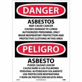 National Marker Co Bilingual Vinyl Sign - Danger Asbestos Cancer And Lung Disease Hazard ESD95PC